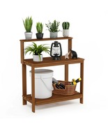 Solid Meranti Wood Outdoor Garden Potting Bench Table with Bottom Shelf - $365.40 CAD
