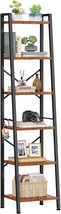 Furologee 6 Tier Ladder Shelf,Tall Bookshelf With 2, Rustic Brown - $51.97