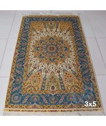 3&#39; x 5&#39; Yellow Persian Handmade Silk Rugs Oriental Medallion Traditional... - $750.00