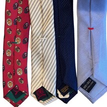 Tommy Hilfiger 100% Silk Tie Necktie Stripe Geo Red Blue Gold 3.5&quot; Lot of 4 - $30.59