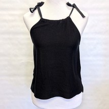 Madewell Sweater Womens XS Black Sleeveless Tempo Tie-Shoulder Top Cotto... - £13.47 GBP