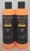 (2 Ct) Arteza Premium Pouring Acrylic Colors - Neon Orange - A801 - 8 Fl Oz - £18.19 GBP