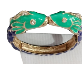 80&quot;s Kissing Fish Turquoise Blue Enamel  bracelet - £38.77 GBP
