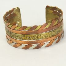 Copper Brass Cuff Bracelet Owl Stars Symbols .9" W Health Estate Sale - $18.62