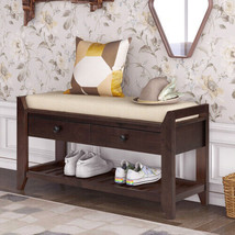Shoe Rack with Cushioned Seat and Drawers, Multipurpose Entrywa - Espresso - $195.81
