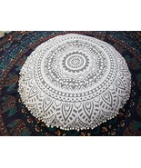 Traditional Jaipur Silver Ombre Mandala Floor Cushion, Large Decorative ... - £39.95 GBP