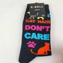 K.Bell Women&#39;s Cotton Blend Black Cat Hair Socks Sz 9-11 NWT - £6.32 GBP