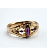 Antique Gold Filled Bangle Bracelet DOES NOT OPEN Oval Purple Stones Rep... - £101.47 GBP