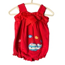 JC Penneys Girls Infant baby Newborn Red Blue Romper Short Outfit 1 Piec... - $6.85