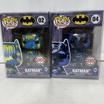 Funko Pop Art Series Batman #02&amp;04Blue Yellow Artist Target Exclusive DC... - $24.74