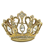 KJL for AVON Crown Brooch Rhinestones White Marquise Gold Tone 1.75&quot; Acr... - $470.22 MXN