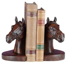 Bookends Bookend EQUESTRIAN Lodge Horse Head Resin Hand-Painted Hand-Cast - £183.62 GBP