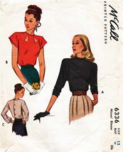 Misses' TOPS Vintage 1945 McCall's Pattern 6336 Size 12 - £23.98 GBP