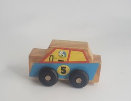 Montgomery Schoolhouse Wooden Racecar 5 Blue Red Yellow - £9.53 GBP
