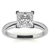  1.00ct- V Prongs Princess Cut Solitaire Moissanite Engagement Ring 14k Gold - £325.55 GBP