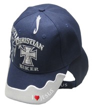 Christian Biker Cross Jesus Christ Dark Blue Embroidered Cap Hat CAP841A TOPW - £7.84 GBP