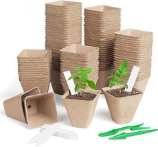 150 Pack 3.15 Inch Square Peat Nursery Pots, Biodegradable Herb Seed Nursery Pot - £23.99 GBP