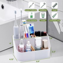 Set of 2 Toothbrush Holder for Bathrooms White Bathroom Organizer Countertop 5 S - £28.13 GBP