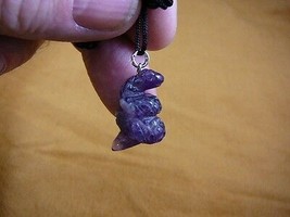 (an-snake-2) COILED SNAKE rattle PURPLE carving Pendant NECKLACE FIGURINE - $7.70