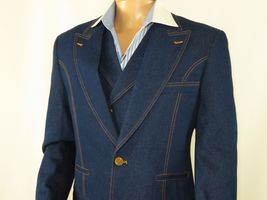 Men Denim Suit Royal Diamond 3 Piece vested Wide Leg Pleated Pants Den10 Blue image 9