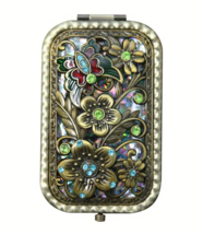 Vintage Handheld Compact Foldable Mirror - Beautiful Flower Design - Ideal Gift - £15.22 GBP