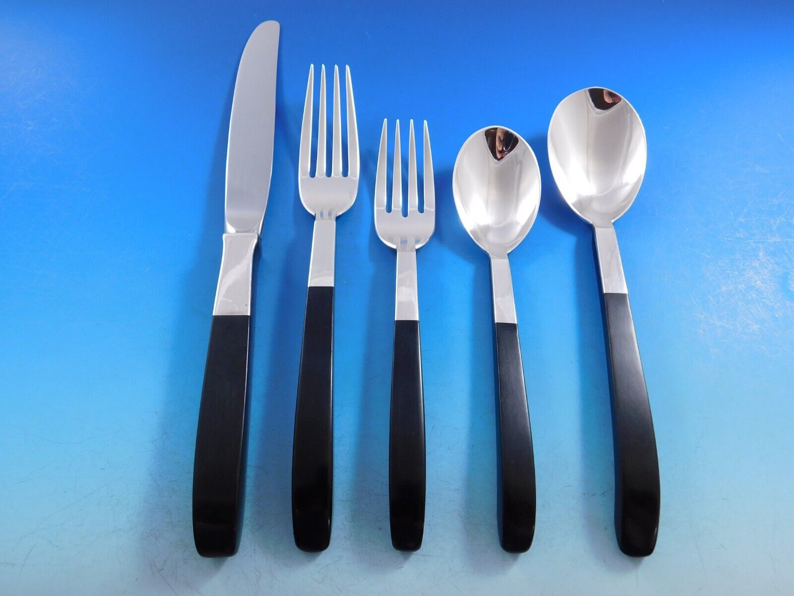 Contrast by Lunt Sterling Silver Flatware Set Service Mid Century Modern 62 pcs - £4,259.44 GBP