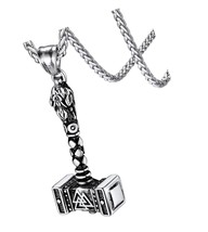 Viking Thor&#39;s Hammer Necklace, Silver - £46.47 GBP