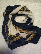 Symphony Scarfs Square Ring Chain Blue White Gold 35&quot; - £10.92 GBP
