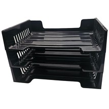 Rubbermaid Black Plastic Stackable Letter Paper Trays Set Of 3 Office De... - £8.43 GBP