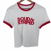 Solid and Striped white fitted red retro logo ringer t-shirt medium or l... - $14.99