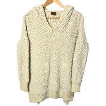 POL Cream Popcorn Oversized Sweater Womens Boucle Knit Hooded Long Tunic Small - £23.33 GBP