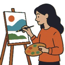 A girl in a sweater paints a beautiful picture - Cross Stitch Pattern - $5.00