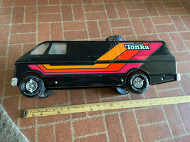 Tonka Vtg Custom Camper Van 3985 Sliding Door Pressed Steel Black 70s - $173.25