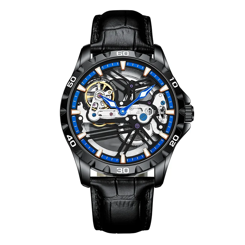 Special  Transparent Case Skeleton Sport luxury Men&#39;s mechanical watch Rubber ba - $143.00