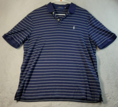 Polo Ralph Lauren Polo Shirt Mens Large Navy White Striped Short Sleeve Collared - £14.17 GBP