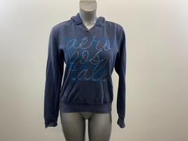 Aeropostale Women&#39;s Hoodie Large Blue Beaded Spell Out Long Sleeve Sweatshirt - £7.69 GBP