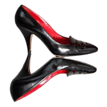 Vintage Neiman Marcus Pumps Patent Black Leather Cut Outs Size 7 B image 3