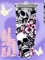 PINK &amp; SKULL -  Flip-Straw Tumbler - Stainless Steel,- 30oz - FREE SHIP - $715.96 MXN