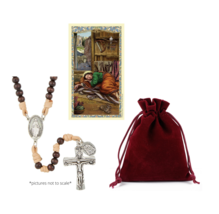 Sleeping St. Joseph Corded Wood Rosary 8mm Beads Catholic - £13.30 GBP