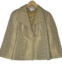 St. John Croc Print Swing Jacket Blazer Size 8 Gold Metallic Button Front Lined - £100.84 GBP