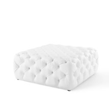 39” Square Coffee Table Cocktail Ottoman White Faux Leather Button-Tufted - £297.56 GBP