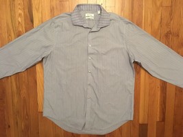 Calvin Klein Purple White Slim Fit Button Front Down Up Dress Shirt 17 3... - $19.99