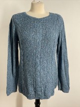 Talbots M Blue Marled Pullover Cotton Blend Cable Sweater - £19.74 GBP