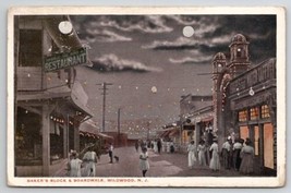 Wildwood NJ Baker&#39;s Block &amp; Boardwalk At Night New Jersey Postcard F35 - £12.02 GBP