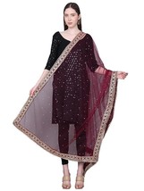 Woman Indian Dupatta Chunni Gold and greenThread Embroidered Work - £12.97 GBP