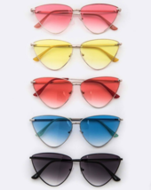 Cat Eye Sunglasses Ombre Lens Triangle Metal Frame Vintage Womens Mod - £7.77 GBP