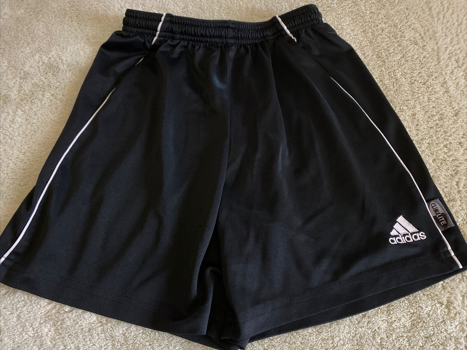 Adidas Boys Climalite Black White Accent Logo Athletic Shorts Drawstring 8 - $12.25