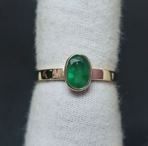 14K Yellow Gold Emerald Ring 5x7 mm Oval Emerald Ring Emerald Astrological Ring - £208.31 GBP+