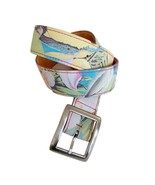 Laura Didion Goteborg Swedish Pastel Floral Leather Belt Medium - $40.00