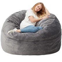 Bean Bag Chair: Giant 5&#39; Memory Foam Furniture Bean Bag Chair With Microfiber Co - $285.99